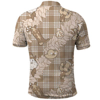 Khaki Palaka Hawaii Cowboy Christmas Polo Shirt Paniolo Mix Maile Lei - Polynesian Pride