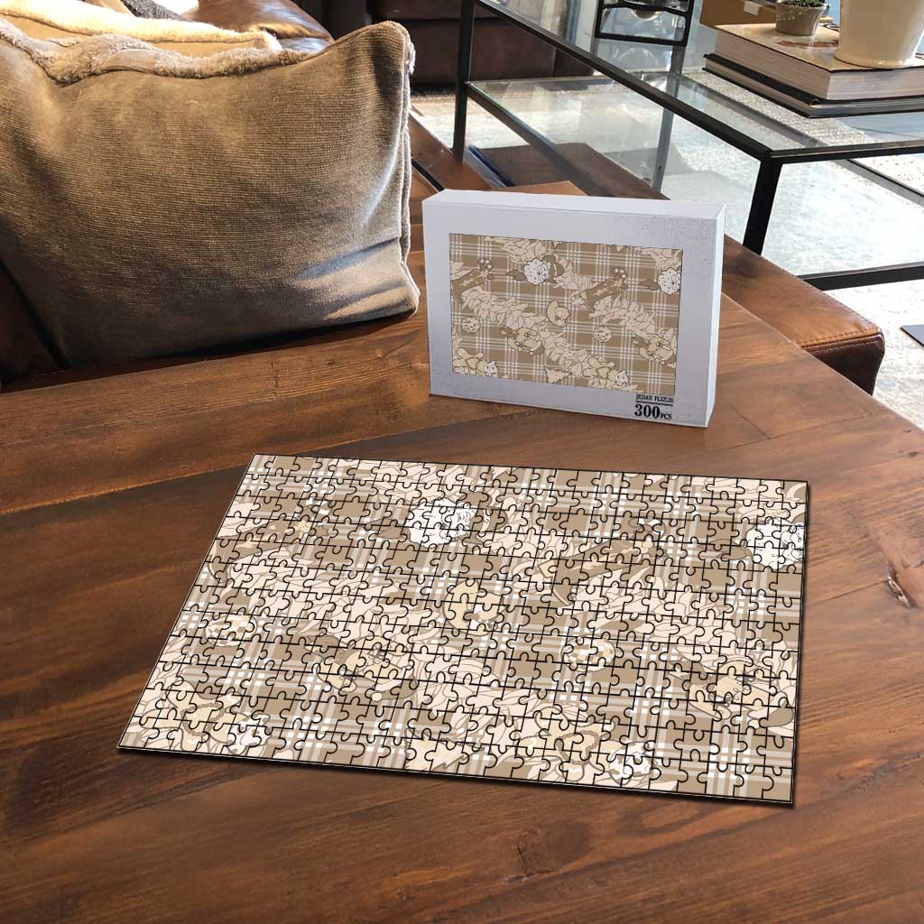 Khaki Palaka Hawaii Cowboy Christmas Puzzle Paniolo Mix Maile Lei - Polynesian Pride