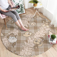 Khaki Palaka Hawaii Cowboy Christmas Round Carpet Paniolo Mix Maile Lei - Polynesian Pride