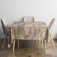 Khaki Palaka Hawaii Cowboy Christmas Tablecloth Paniolo Mix Maile Lei - Polynesian Pride