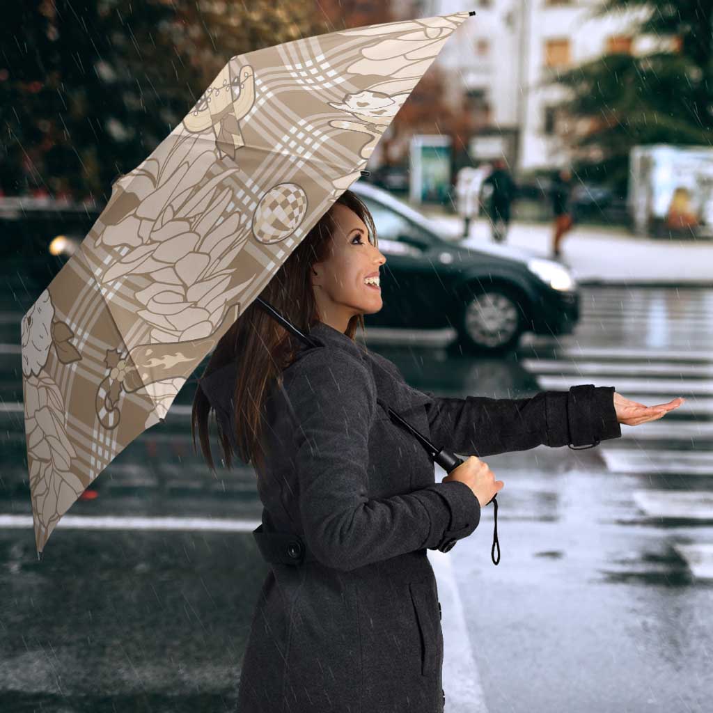 Khaki Palaka Hawaii Cowboy Christmas Umbrella Paniolo Mix Maile Lei - Polynesian Pride