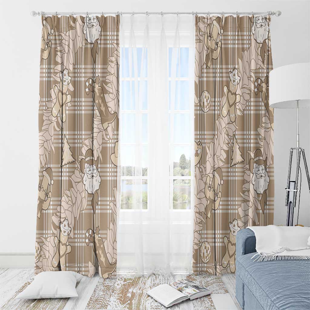 Khaki Palaka Hawaii Cowboy Christmas Window Curtain Paniolo Mix Maile Lei - Polynesian Pride