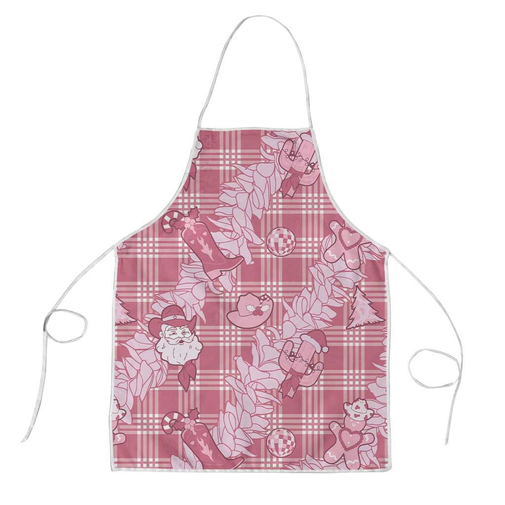 Pink Palaka Hawaii Cowboy Christmas Apron Paniolo Mix Maile Lei - Polynesian Pride