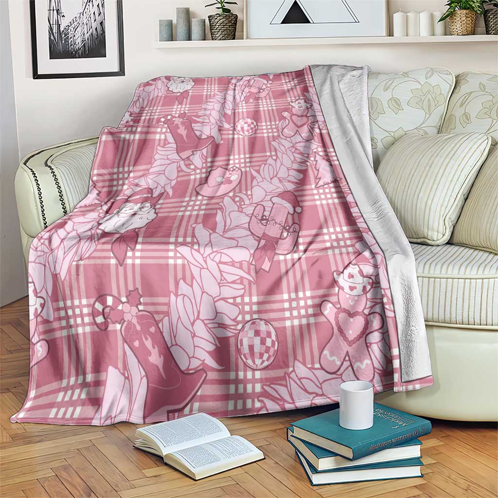 Pink Palaka Hawaii Cowboy Christmas Blanket Paniolo Mix Maile Lei - Polynesian Pride