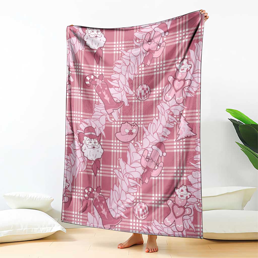 Pink Palaka Hawaii Cowboy Christmas Blanket Paniolo Mix Maile Lei - Polynesian Pride