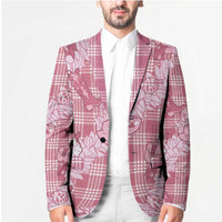 Pink Palaka Hawaii Cowboy Christmas Blazer Paniolo Mix Maile Lei - Polynesian Pride
