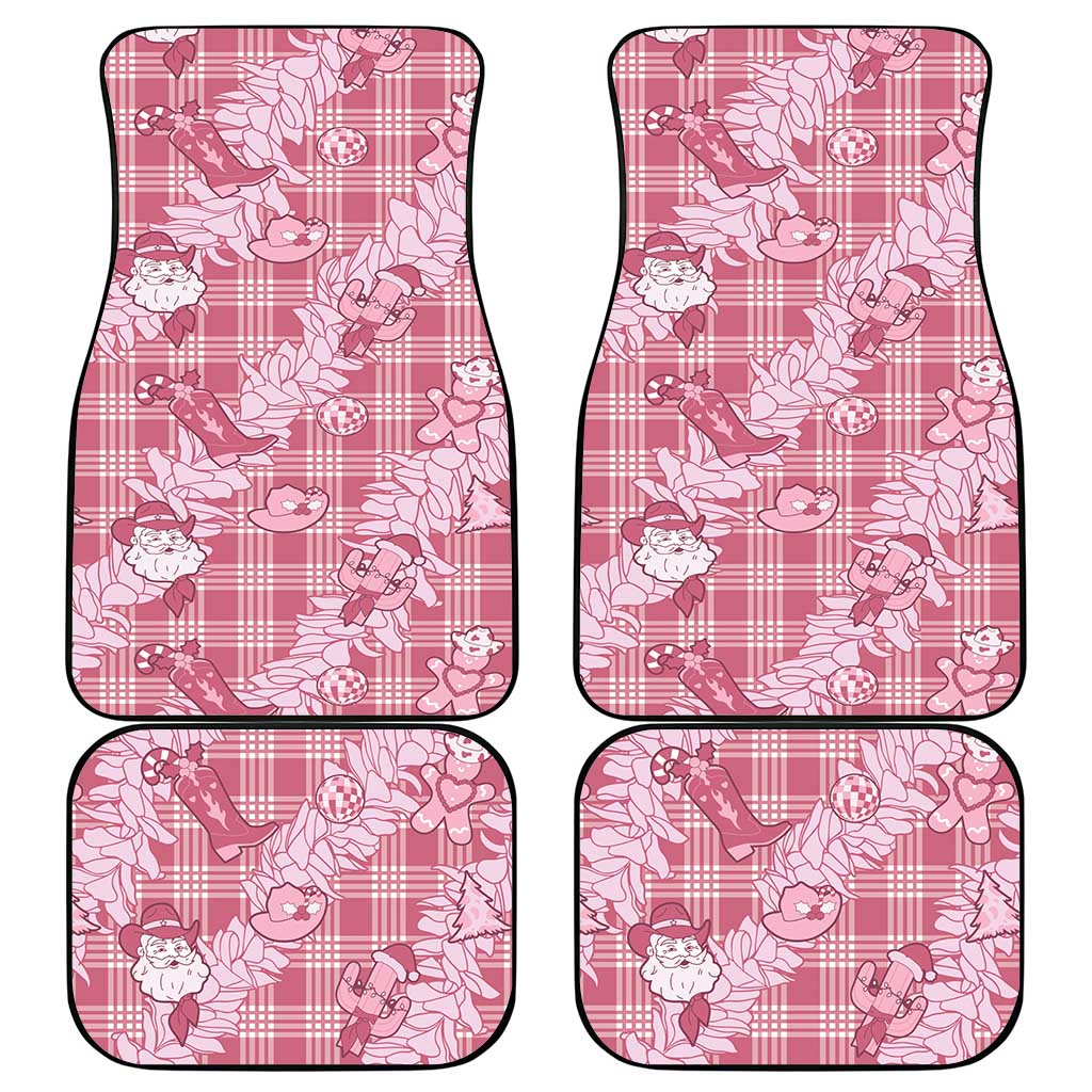 Pink Palaka Hawaii Cowboy Christmas Car Mats Paniolo Mix Maile Lei - Polynesian Pride