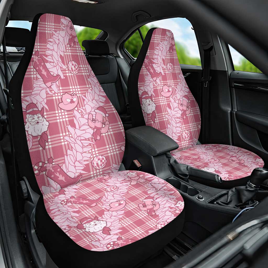 Pink Palaka Hawaii Cowboy Christmas Car Seat Cover Paniolo Mix Maile Lei - Polynesian Pride
