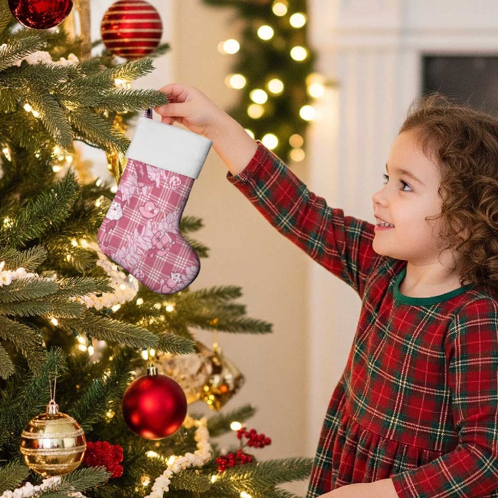 Pink Palaka Hawaii Cowboy Christmas Stocking Paniolo Mix Maile Lei - Polynesian Pride