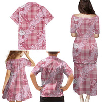 Pink Palaka Hawaii Cowboy Christmas Family Matching Puletasi and Hawaiian Shirt Paniolo Mix Maile Lei - Polynesian Pride