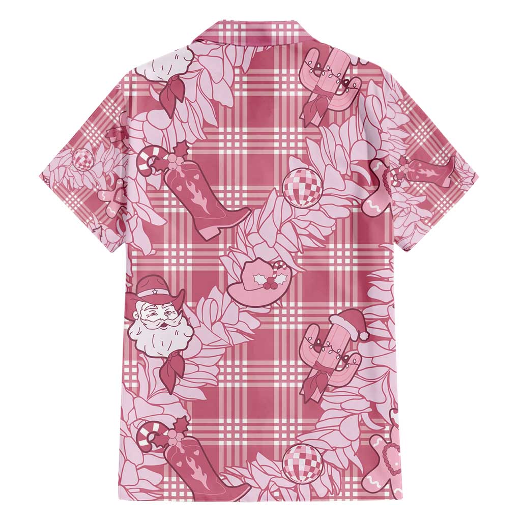 Pink Palaka Hawaii Cowboy Christmas Hawaiian Shirt Paniolo Mix Maile Lei - Polynesian Pride