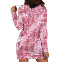 Pink Palaka Hawaii Cowboy Christmas Hoodie Dress Paniolo Mix Maile Lei - Polynesian Pride