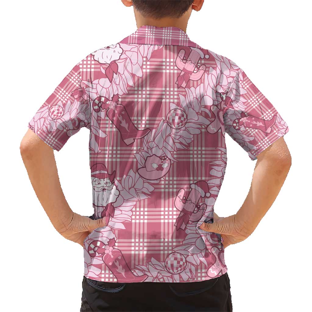 Pink Palaka Hawaii Cowboy Christmas Kid Hawaiian Shirt Paniolo Mix Maile Lei - Polynesian Pride