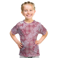 Pink Palaka Hawaii Cowboy Christmas Kid T Shirt Paniolo Mix Maile Lei - Polynesian Pride