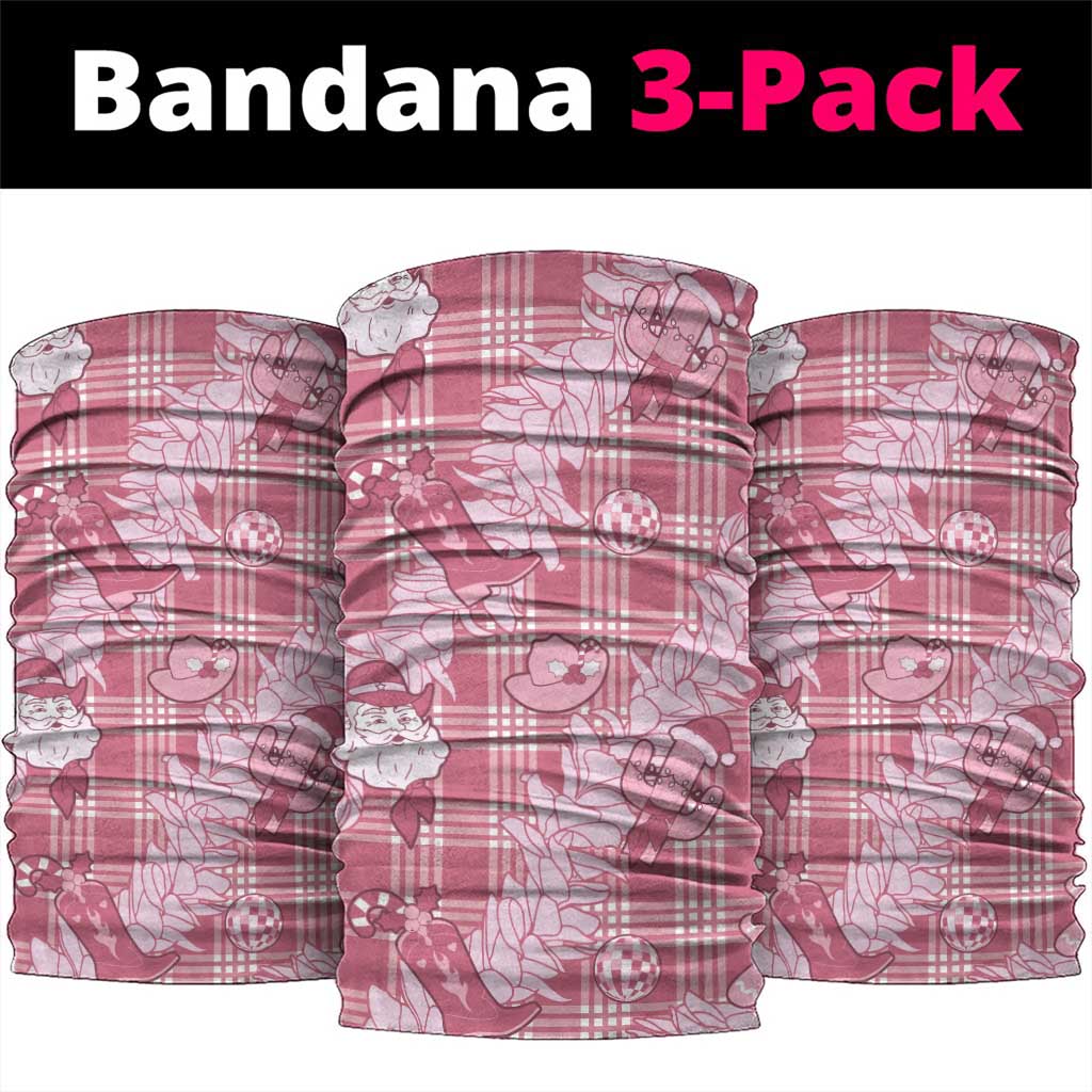 Pink Palaka Hawaii Cowboy Christmas Neck Gaiter Paniolo Mix Maile Lei - Polynesian Pride