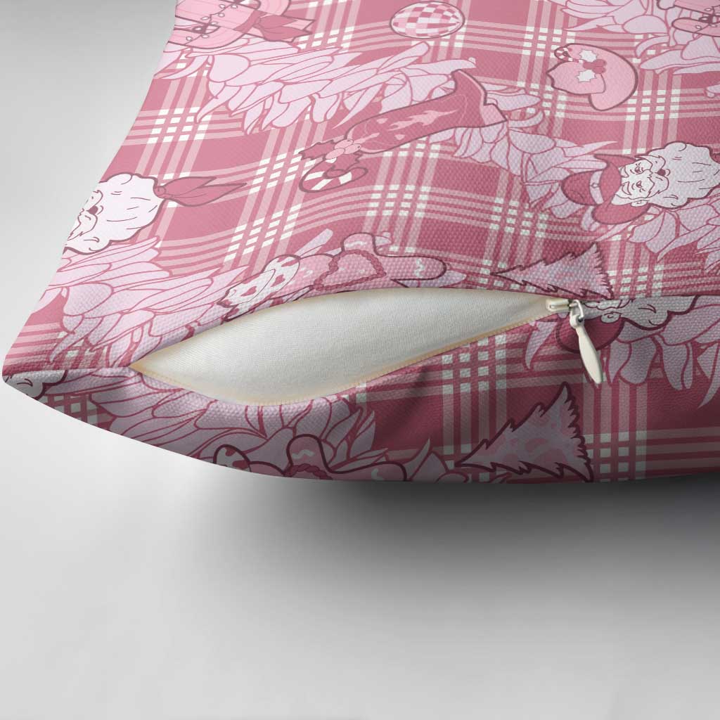 Pink Palaka Hawaii Cowboy Christmas Pillow Cover Paniolo Mix Maile Lei - Polynesian Pride