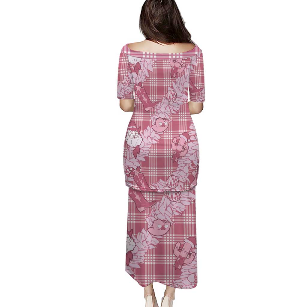 Pink Palaka Hawaii Cowboy Christmas Puletasi Paniolo Mix Maile Lei - Polynesian Pride