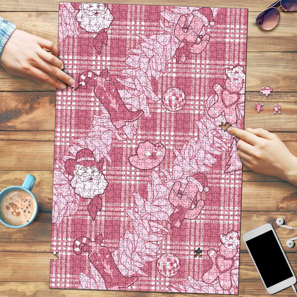Pink Palaka Hawaii Cowboy Christmas Puzzle Paniolo Mix Maile Lei - Polynesian Pride
