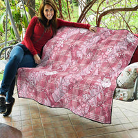 Pink Palaka Hawaii Cowboy Christmas Quilt Paniolo Mix Maile Lei - Polynesian Pride