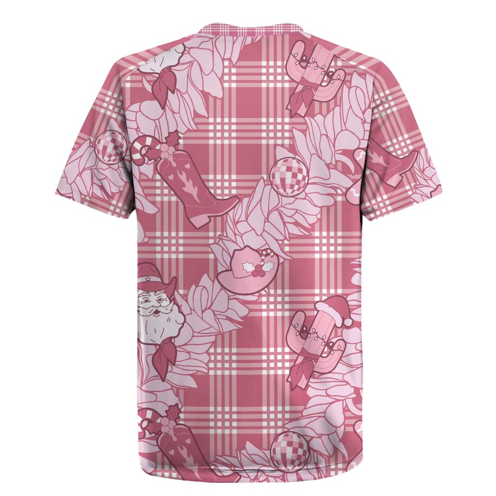 Pink Palaka Hawaii Cowboy Christmas Rugby Jersey Paniolo Mix Maile Lei - Polynesian Pride