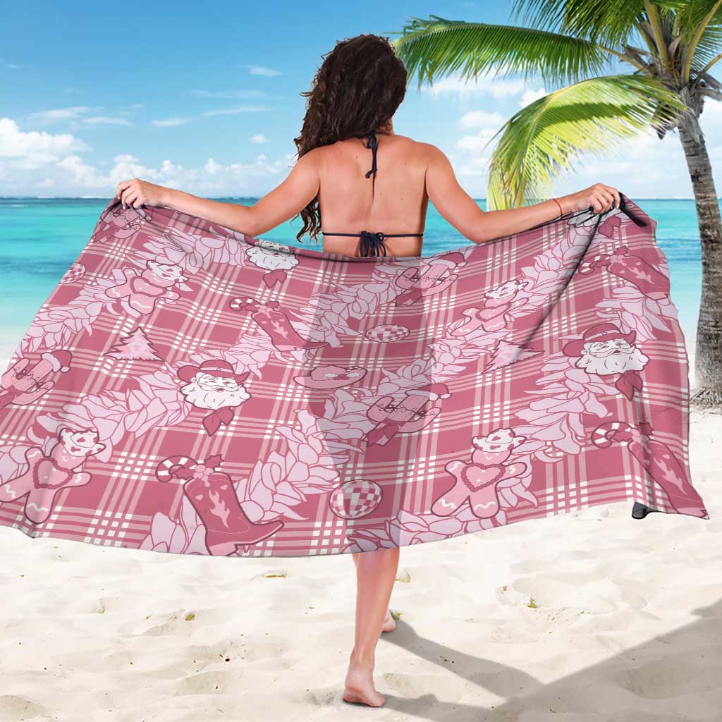 Pink Palaka Hawaii Cowboy Christmas Sarong Paniolo Mix Maile Lei - Polynesian Pride