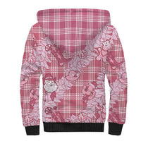 Pink Palaka Hawaii Cowboy Christmas Sherpa Hoodie Paniolo Mix Maile Lei - Polynesian Pride
