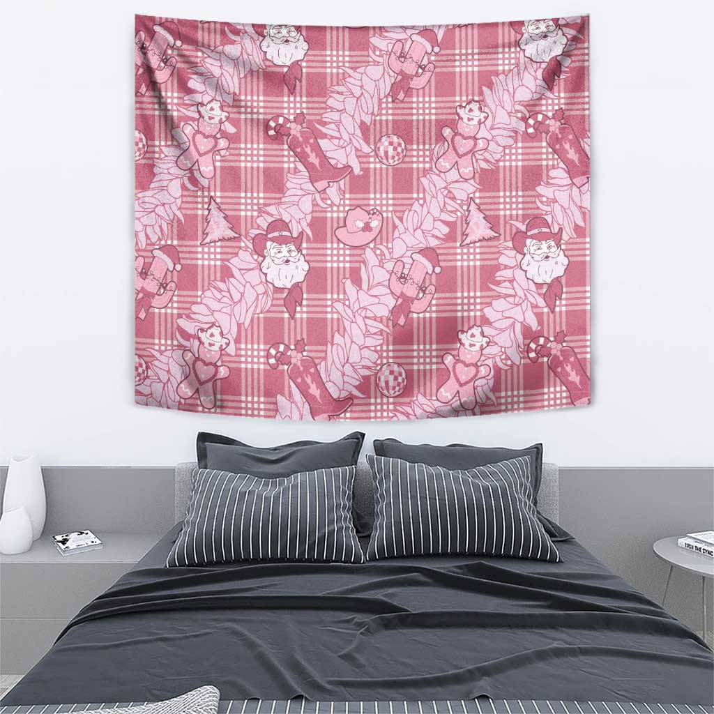 Pink Palaka Hawaii Cowboy Christmas Tapestry Paniolo Mix Maile Lei - Polynesian Pride