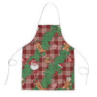 Red Palaka Hawaii Cowboy Christmas Apron Paniolo Mix Maile Lei - Polynesian Pride