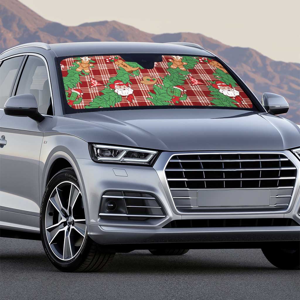 Red Palaka Hawaii Cowboy Christmas Auto Sun Shade Paniolo Mix Maile Lei - Polynesian Pride