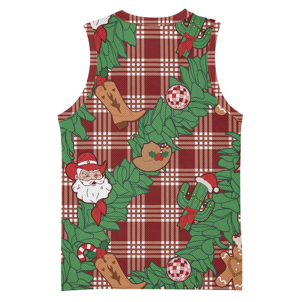 Red Palaka Hawaii Cowboy Christmas Basketball Jersey Paniolo Mix Maile Lei - Polynesian Pride