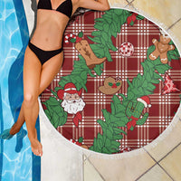 Red Palaka Hawaii Cowboy Christmas Beach Blanket Paniolo Mix Maile Lei - Polynesian Pride