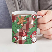 Red Palaka Hawaii Cowboy Christmas Ceramic Mug Paniolo Mix Maile Lei - Polynesian Pride