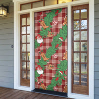 Red Palaka Hawaii Cowboy Christmas Door Cover Paniolo Mix Maile Lei - Polynesian Pride