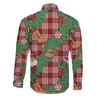 Red Palaka Hawaii Cowboy Christmas Family Matching Off Shoulder Maxi Dress and Hawaiian Shirt Paniolo Mix Maile Lei - Polynesian Pride