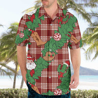 Red Palaka Hawaii Cowboy Christmas Hawaiian Shirt Paniolo Mix Maile Lei - Polynesian Pride