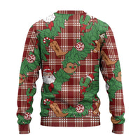 Red Palaka Hawaii Cowboy Christmas Ugly Christmas Sweater Paniolo Mix Maile Lei - Polynesian Pride