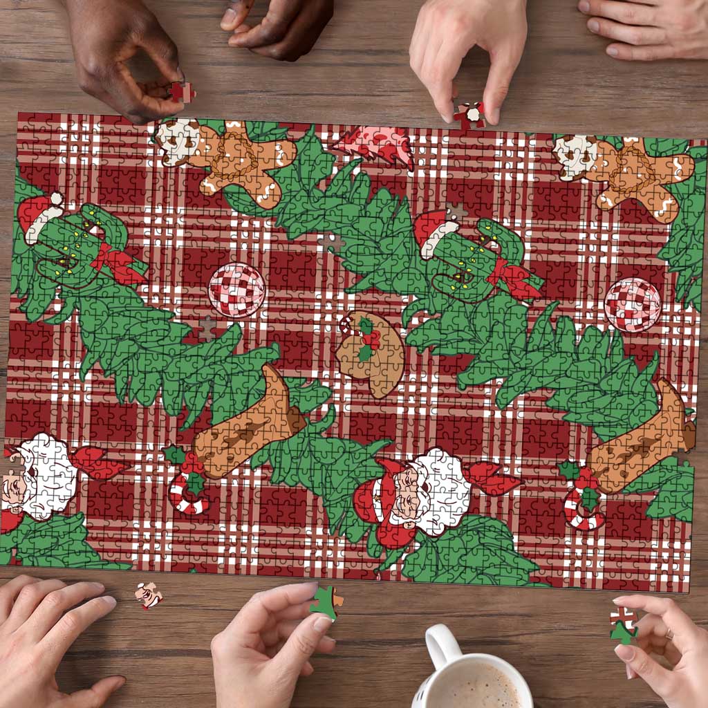 Red Palaka Hawaii Cowboy Christmas Puzzle Paniolo Mix Maile Lei - Polynesian Pride