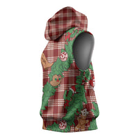 Red Palaka Hawaii Cowboy Christmas Sleeveless Hoodie Paniolo Mix Maile Lei - Polynesian Pride