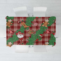 Red Palaka Hawaii Cowboy Christmas Tablecloth Paniolo Mix Maile Lei - Polynesian Pride