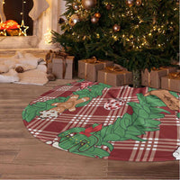 Red Palaka Hawaii Cowboy Christmas Tree Skirt Paniolo Mix Maile Lei - Polynesian Pride