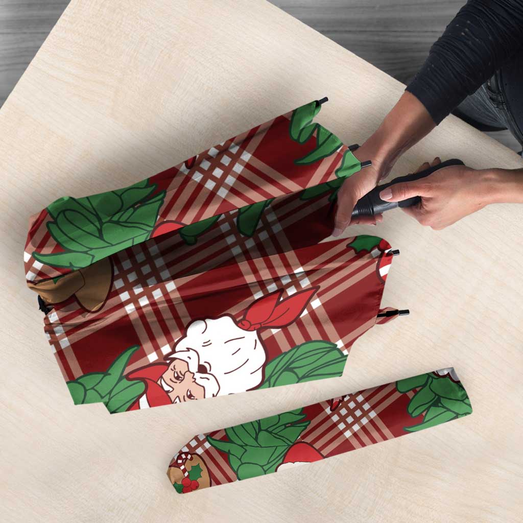 Red Palaka Hawaii Cowboy Christmas Umbrella Paniolo Mix Maile Lei - Polynesian Pride