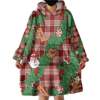 Red Palaka Hawaii Cowboy Christmas Wearable Blanket Hoodie Paniolo Mix Maile Lei - Polynesian Pride