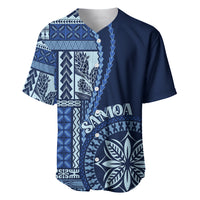 Samoa Siapo Motif Baseball Jersey Classic Style - Bue Ver LT7 Blue - Polynesian Pride