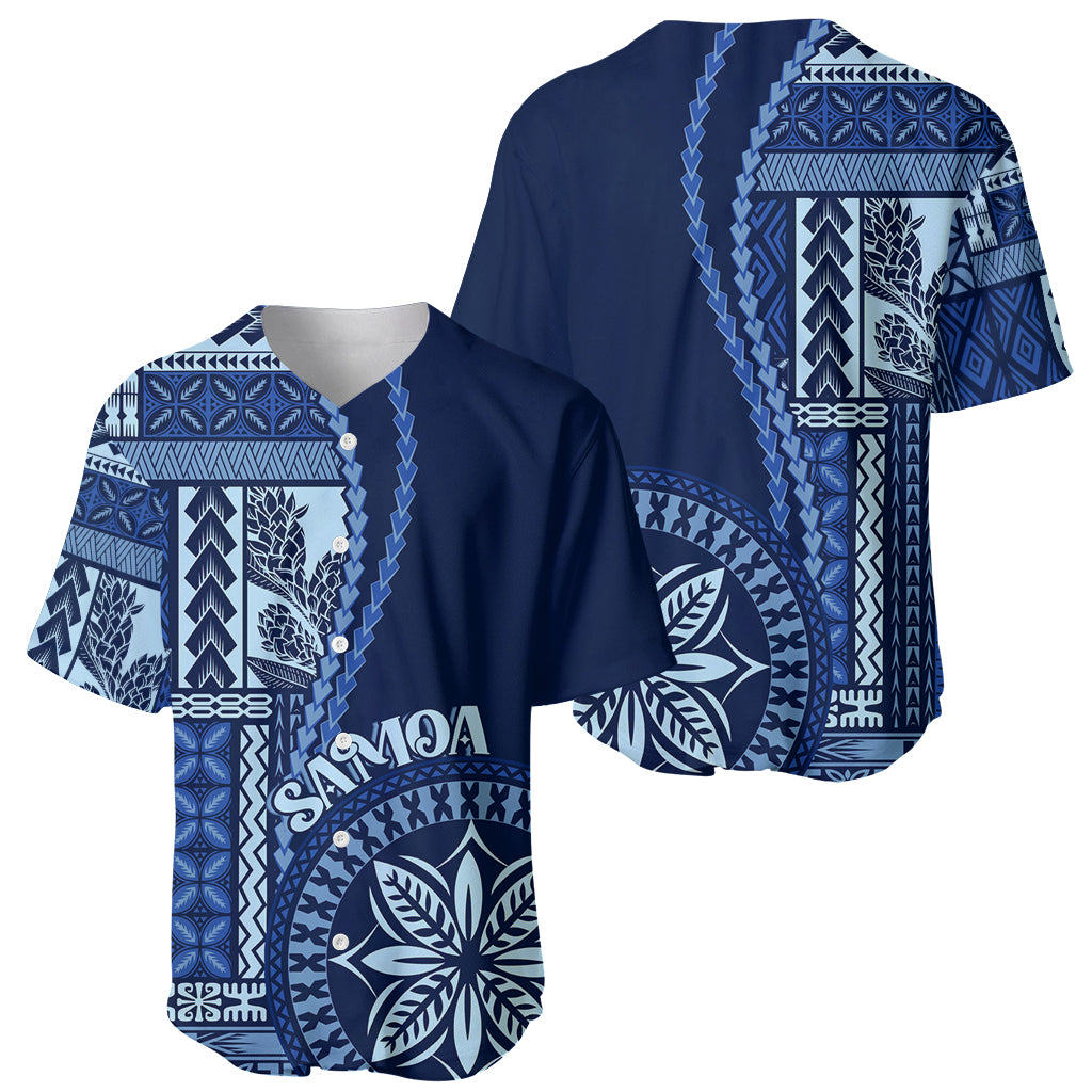 Samoa Siapo Motif Baseball Jersey Classic Style - Bue Ver LT7 - Polynesian Pride
