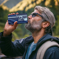 Samoa Siapo Motif 4 in 1 Can Cooler Tumbler Classic Style - Blue Ver