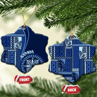 Samoa Siapo Motif Ceramic Ornament Classic Style - Bue Ver LT7 Snow Flake Blue - Polynesian Pride