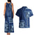 Samoa Siapo Motif Couples Matching Tank Maxi Dress and Hawaiian Shirt Classic Style - Bue Ver LT7 - Polynesian Pride