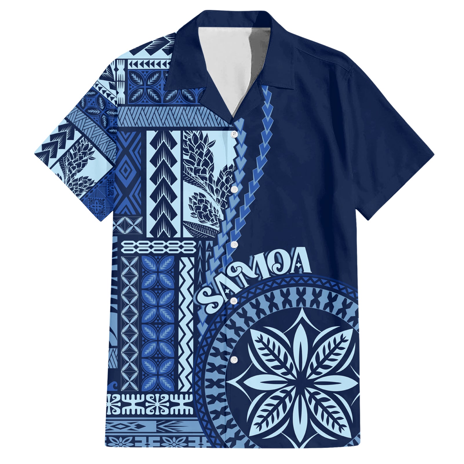 Samoa Siapo Motif Hawaiian Shirt Classic Style - Bue Ver LT7 Blue - Polynesian Pride