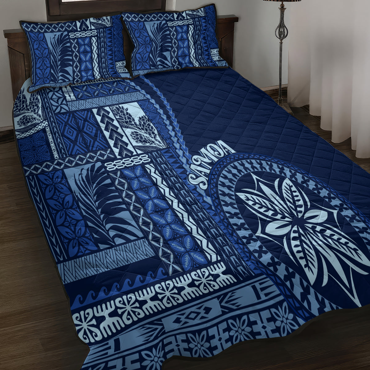 Samoa Siapo Motif Quilt Bed Set Classic Style - Bue Ver LT7 - Polynesian Pride