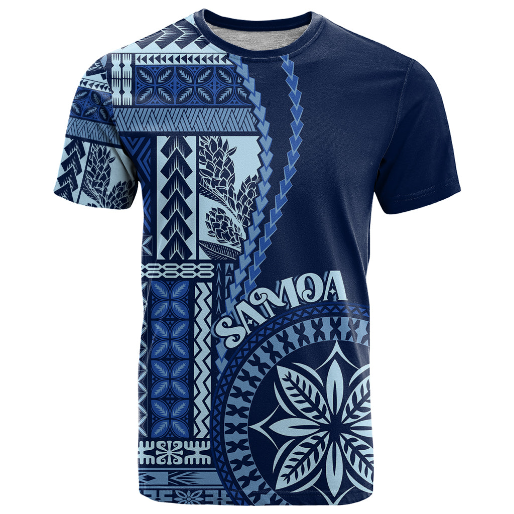 Samoa Siapo Motif T Shirt Classic Style - Bue Ver LT7 Blue - Polynesian Pride